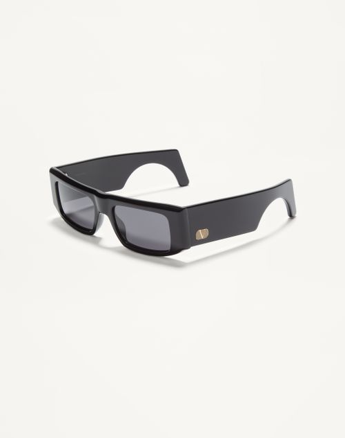 Valentino - Rectangular Acetate Eyewear - Black/gray - Unisex - Eyewear