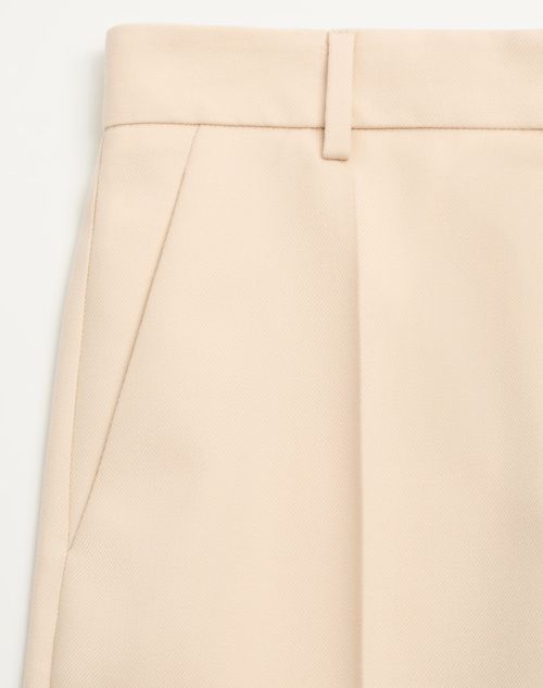 Diagonal Dry Wool Pants for Woman in Birch | Valentino US Diagonal Dry Wool Pants for Woman in Birch | Valentino US