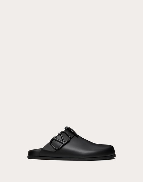 Valentino Garavani - Vlogo Signature Calfskin Mule - Black - Man - Man Shoes Sale