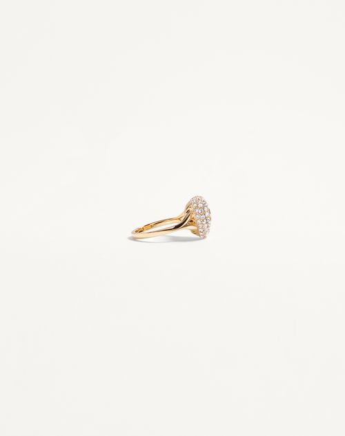 Valentino Garavani - Coeur Royal Ring In Metal, Enamel And Swarovski® Crystals - Gold/crystal - Woman - Jewellery