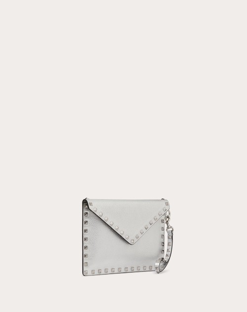 Valentino Garavani Rockstud leather clutch bag - White