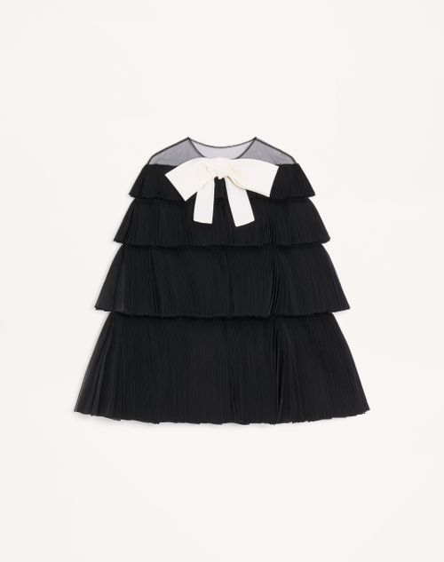 Valentino - Cape Aus Besticktem Organza - Schwarz/butter - Frau - Jacken Und Mäntel