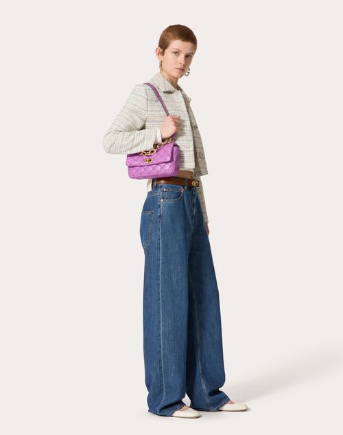 Valentino Garavani - Valentino Garavani Rockstud Spike Bag In Nappa Patchwork - Violet - Woman - Shoulder Bags