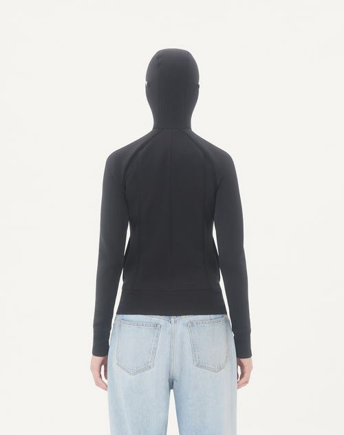 Valentino - Technical Jersey Hooded Sweatshirt - Black - Woman - T-shirts And Sweatshirts