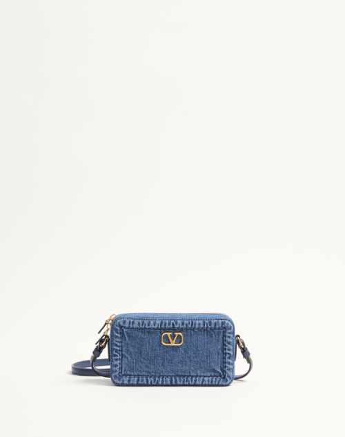 Valentino Garavani - Valentino Garavani Alltime Mini Denim Shoulder Bag - Denim/worker - Woman - Valentino Garavani Alltime