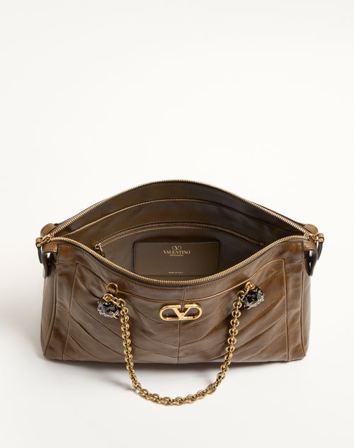 Valentino Garavani - Valentino Garavani Panthea Shoulder Bag In Nappa Leather With Chevron Pattern - Tundra - Woman - Shoulder Bags