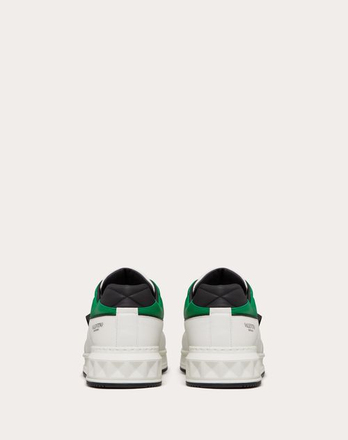 One Stud Low-top Nappa Sneaker for Man in White/ultra Green