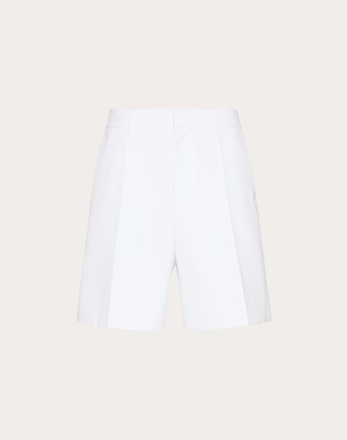 Valentino - Bermuda En Popeline De Coton Lamée Sur Néoprène - Blanc - Homme - Shorts Et Pantalons