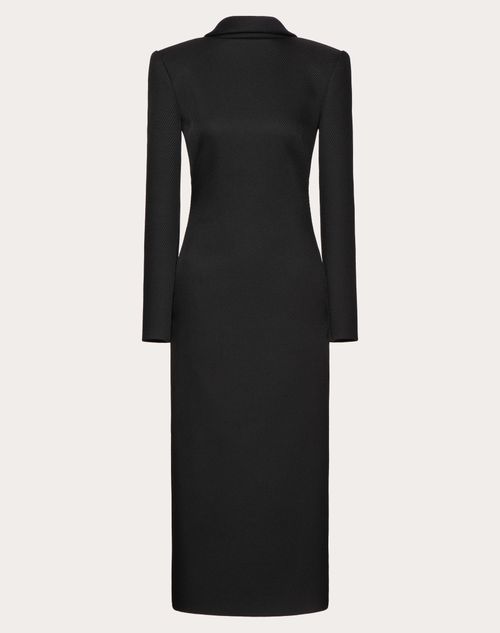 Valentino - Midikleid Mit Strukturierter Diagonale - Schwarz - Frau - Kleider