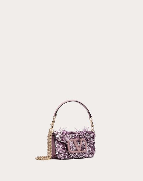 Small Locò Shoulder Bag With 3d Embroidery for Woman in Pink | Valentino US
