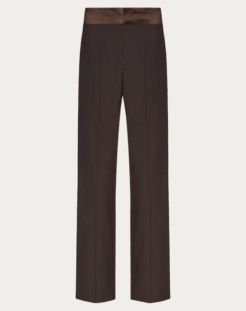 Valentino - Wool Trousers With Belt And Satin Side Bands - Ebony - Man - Trousers And Shorts