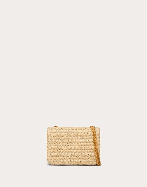 One Stud Raffia Bag With Chain for Woman in Natural