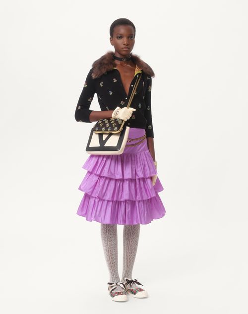 Embroidered Cardigan for Woman in Black | Valentino CA