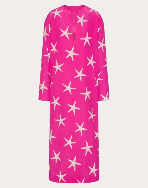 Valentino - Abito Midi In Crepe De Chine Starfish - Avorio/pink Pp - Donna - Abiti