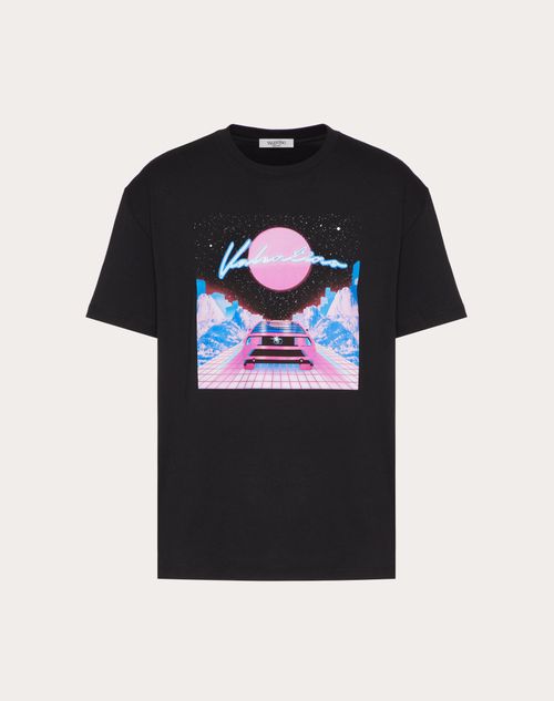 Valentino - T-shirt With Virtual Runner Print - Black/multicolor - Man - Man Sale