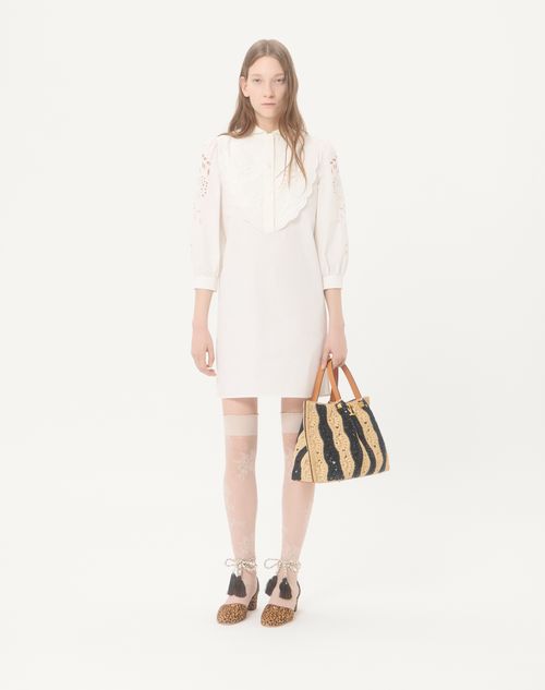 Valentino Garavani - Valentino Garavani Mittelgroße Einkaufstasche Aus Raffiabast Mit Wellenmotiv. - Natur/schwarz - Frau - Shopper