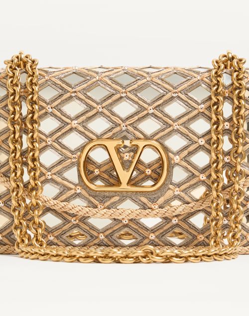 Valentino Garavani - Valentino Garavani Vain Embroidered Shoulder Bag - Champagne - Woman - Shoulder Bags