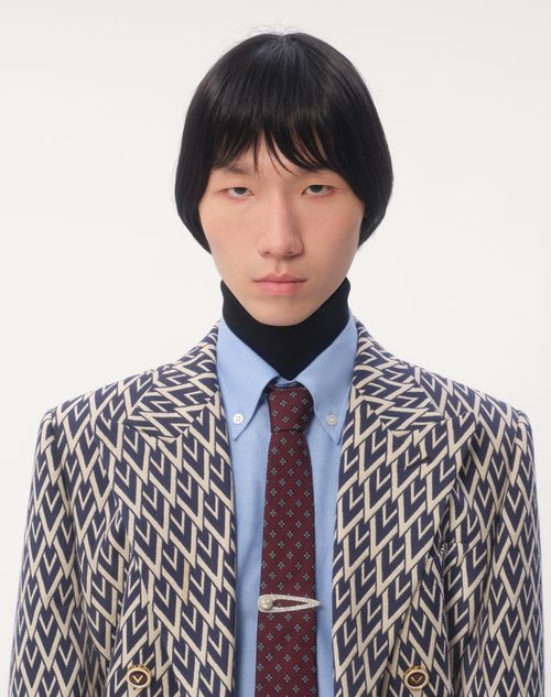 Valentino Garavani - Vlogo Signature Metal Tie Clip With Swarovski® Crystals And Pearl - Palladium/cream - Man - Soft Accessories