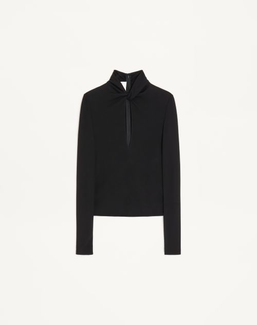 Valentino - Crepe Jersey Top - Black - Woman - Shirts And Tops
