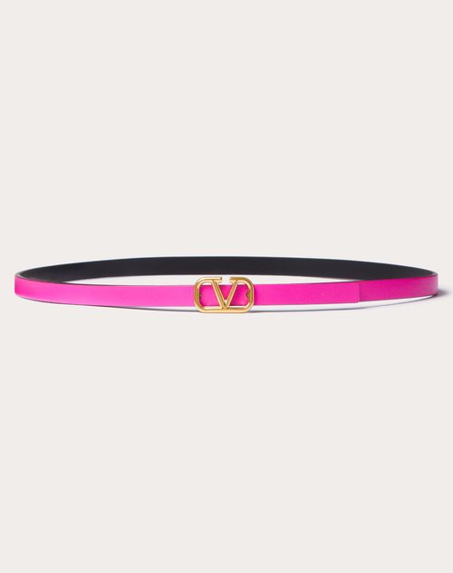 Valentino Garavani - Cinturón Reversible De Cuero Brilloso De Becerro De 10 mm Con El Vlogo Signature - Pink Pp - Mujer - Cinturones