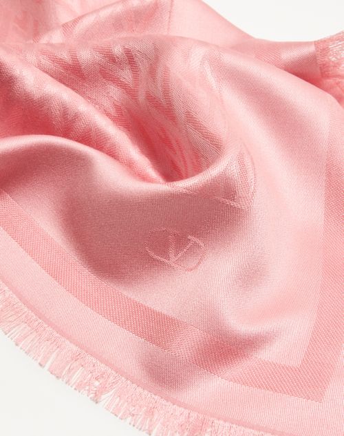 Valentino Garavani - Toute La V Wool And Silk Shawl - Pink - Woman - Soft Accessories
