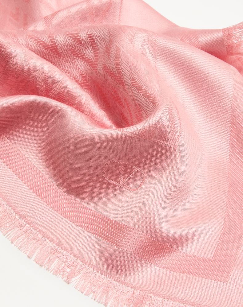 Valentino Garavani Toute La V Wool And Silk Shawl Woman Pink Uni