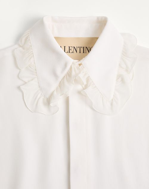Valentino - Valentino Crepe De Chine Silk Shirt With Ruffles - Ivory - Man - Shirts