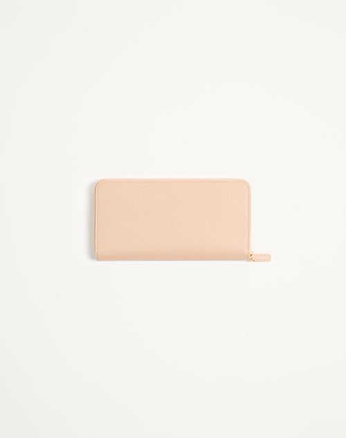 Valentino Garavani - Vlogo Signature Zippered Wallet In Grainy Calfskin - Pink - Woman - Wallets And Small Leather Goods