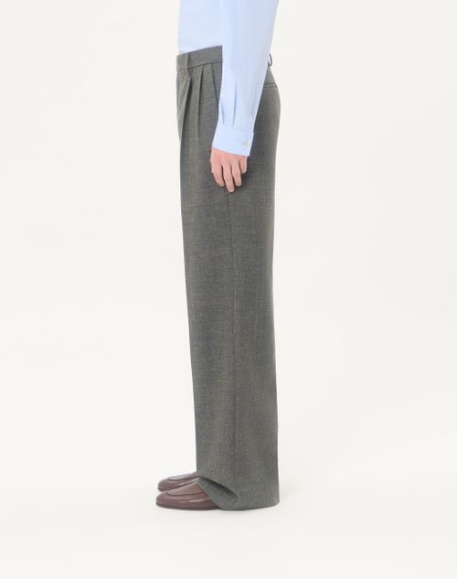 Valentino - Valentino Mouliné Wool Trousers - Dark Green - Man - Pants And Shorts
