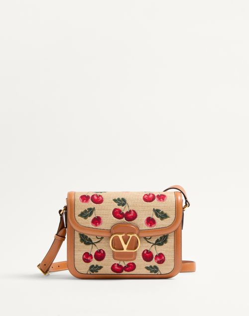 Valentino Garavani - Valentino Garavani 9to5 Shoulder Bag In Jacquard Raffia With Cherryfic Motif - Natural/red - Woman - Shoulder Bags