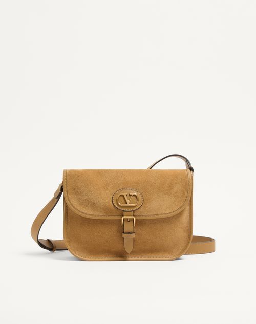 Valentino Garavani - Valentino Garavani Antibes Suede Shoulder Bag - Havana Beige - Man - Shoulder Bags