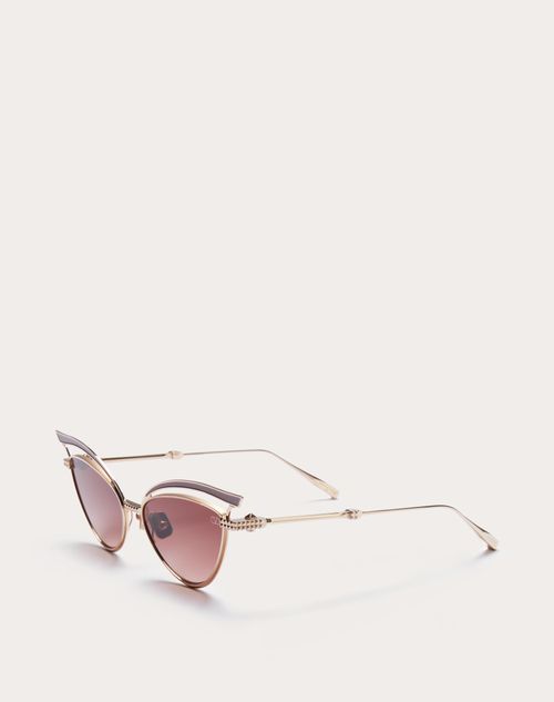 Valentino - V - Glassliner Cat-eye Titanium Frame - Or/rose - Femme - Lunettes De Soleil