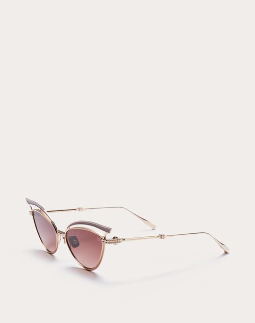 Valentino - V - Glassliner Occhiale Cat-eye In Titanio - Oro/rosa - Donna - Akony Eyewear - Accessories