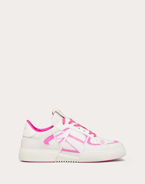 Valentino Garavani - Vl7n Low-top Calfskin Sneaker With Bands - White/pink Pp - Man - Sneakers