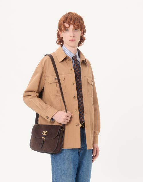 Valentino - Valentino Cotton Gabardine Shirt Jacket With Vlogo - Camel - Man - Outerwear