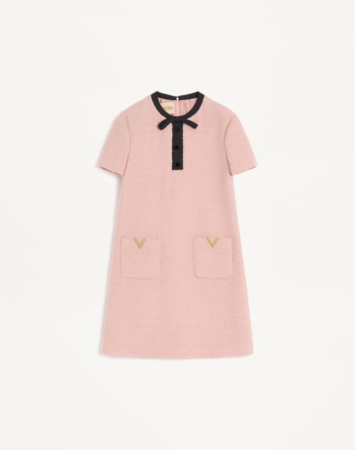 Valentino - Short Dress In Curly Wool - Pink - Woman - Dresses
