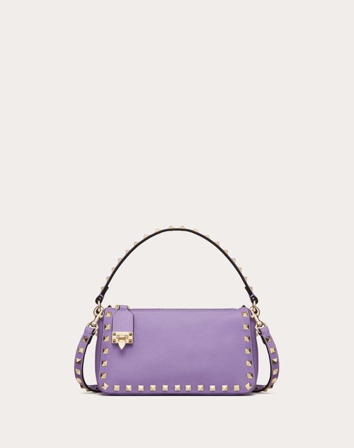 Small Rockstud Grainy Calfskin Crossbody Bag for Woman in Black