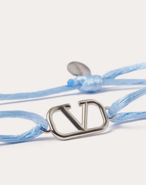 Valentino Garavani - Bracelet Vlogo Signature En Coton - Gris - Homme - Bijoux Et Montres