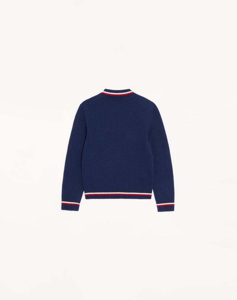 Valentino Embroidered Wool Jumper Woman Blue/Birch L