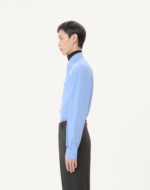 Valentino - Valentino Cotton Poplin Shirt - Sky Blue - Man - Shirts
