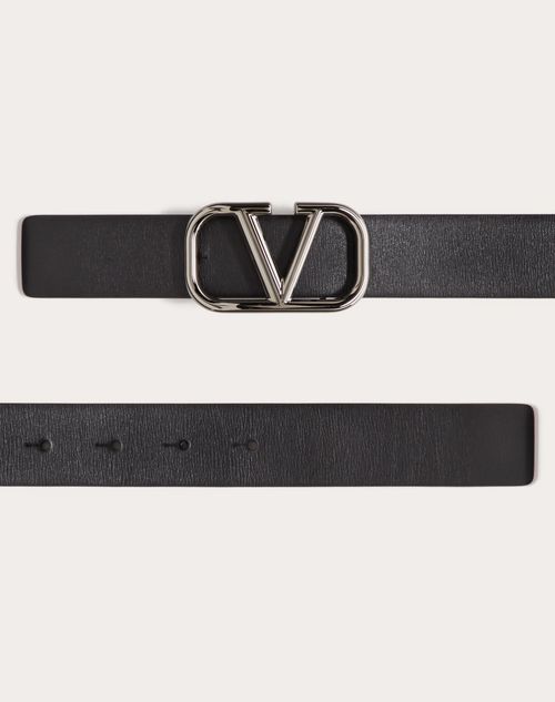 Vlogo Signature Calfskin Belt for Man in Black