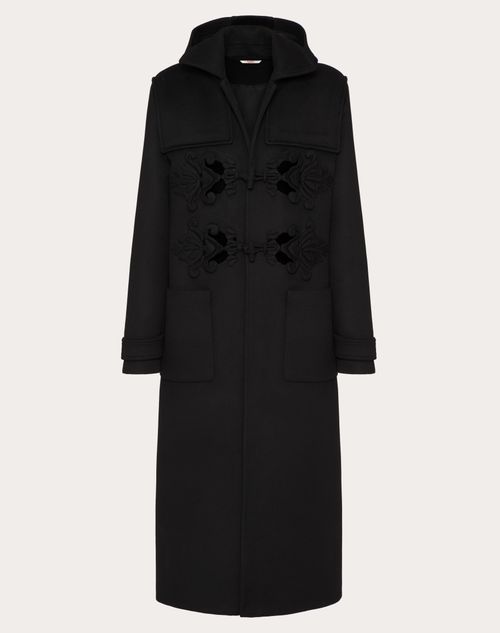 Valentino - Duffel Coat En Laine Et Cachemire Avec Broderie En Haut-relief - Noir - Homme - Manteaux Et Blazers