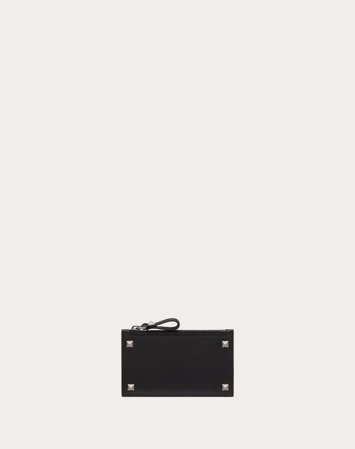 Valentino Garavani - Rockstud Cardholder - Black - Man - Wallets And Small Leather Goods