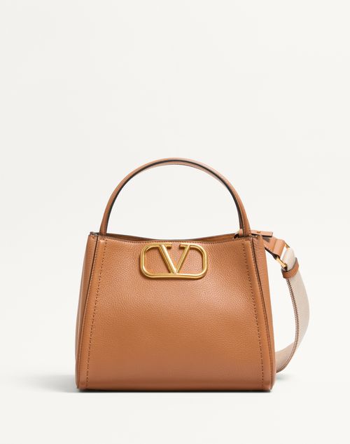 Valentino Garavani - Sac À Main Moyen Valentino Garavani Alltime En Cuir De Veau Grainé - Amande - Femme - Valentino Garavani Alltime