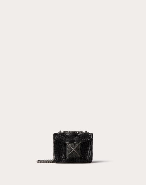 Valentino Garavani - One Stud Micro Bag With Chain And Rhinestone Embroidery - Black - Woman - Valentino Garavani One Stud