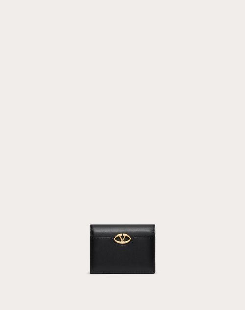 Valentino Garavani - Vlogo The Bold Edition Small Wallet In Calfskin - Black - Woman - Wallets And Small Leather Goods