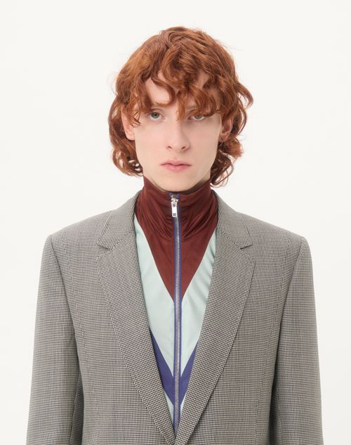 Valentino - Valentino Single-breasted Wool Jacket With Houndstooth Pattern - Ivory/black - Man - Coats And Blazers