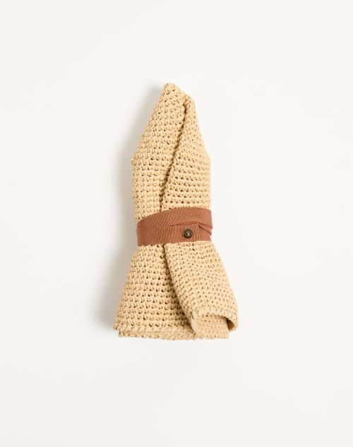 Valentino Garavani - Vlogo Signature Foldable Straw Bucket Hat - Natural/saddle Brown - Woman - Soft Accessories - Accessories