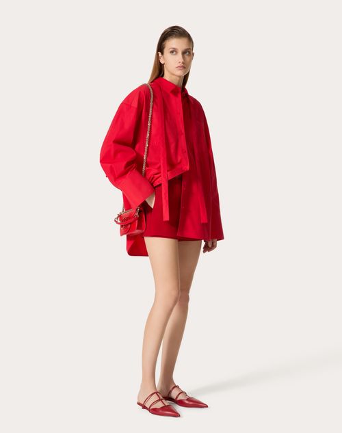 Valentino - Jupe En Texture Double Crepe - Rouge - Femme - Jupes