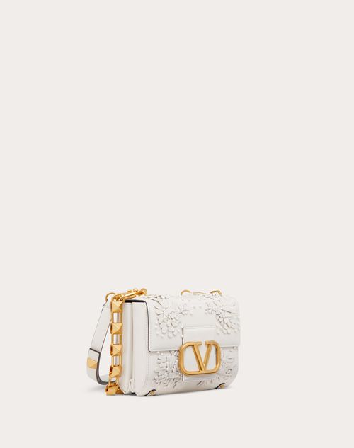 Valentino Garavani - Stud Sign Shoulder Bag With Floral Embroidery - White - Woman - Shoulder Bags